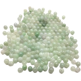 宏雲Hongyun-jf-(100pcs)- 緬甸玉器翡翠a貨糯種散珠diy玉石邊角料磨削5m圓珠子飾品