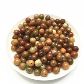 宏雲Hongyun-jf-(5pcs)- 緬甸翡翠A貨散珠燒紅黃翡色散料圓珠子佛珠配珠飾品工藝廠家批發