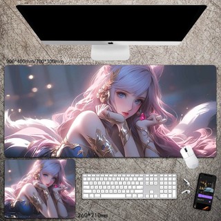 【LOL英雄聯盟滑鼠墊】阿狸LOL英雄聯盟九尾狐滑鼠墊超大男女鎖邊電競遊戲鍵盤桌墊電腦