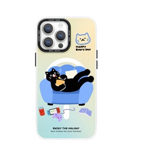 適用於原創設計小黑貓iPhone15Promax華為pura70磁吸手機殼mate60蘋果16小米14情侶款12/13P