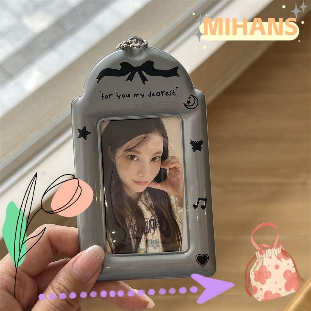 MIHAN3英寸迷你照片架,帶鑰匙扣ＰＶＣ韓流照片卡夾,可愛的多功能原來的偶像照片保護套女孩們