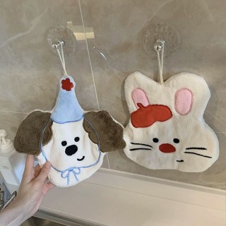 LifeStory 可愛卡通兔子帽子擦手巾速乾珊瑚絨毛巾廚房廁所擦手巾