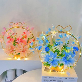 ins輕奢模擬花 假花 籃擺飾家居客廳電視櫃裝飾花籃餐桌花藝 擺設