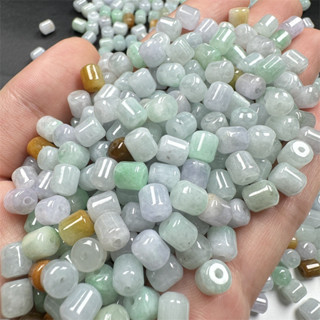 宏雲Hongyun-jf-(5pcs)- 天然緬甸翡翠玉老型珠 diy桶珠手鍊米珠玉石飾品配件散珠批發珠子