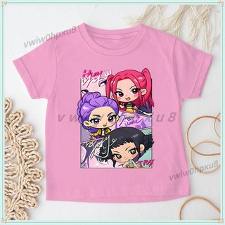 ✨臺灣出貨✨2025新款兒童上衣 卡通 kpop 獵魔女團 周邊夏裝 兒童短袖 純棉220g 夏季半袖 印花寬鬆tee