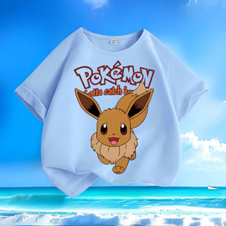 寶可夢衣服 皮卡丘 t恤 pokemon 兒童短袖上衣 伊布 純棉 短袖 超夢 童裝 1