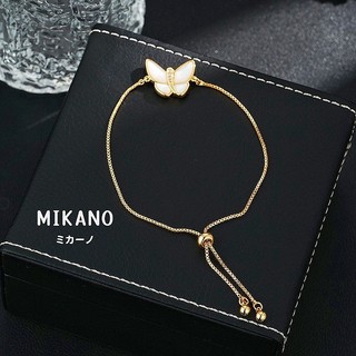 MIKANO 24H發貨 高版本18k金電鍍鑲嵌蝴蝶白貝母抽拉手鏈 手環 小眾手鍊 時尚簡約經典百搭氣質優雅款