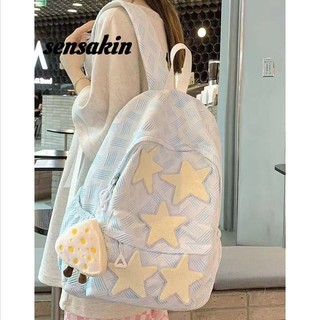 💖熱銷💖sensakin書包日系韓系星星高顔值百搭可愛雙肩包大容量學生上課背包 可愛後背包 女生大包 女生後背包