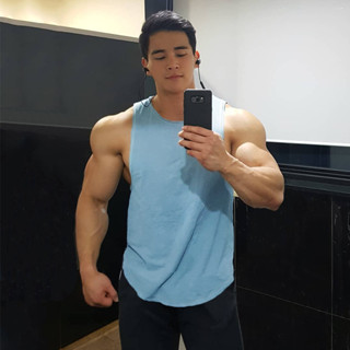 圓仔花TB35夏季純色運動無袖Tt恤男士健身衣服肌肉吸汗透氣訓練兄弟背心坎肩