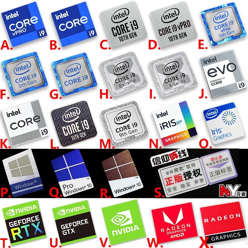 ★新貼紙 原裝core i9酷睿8 9 10 11代 EVO筆電 臺式機 標籤 CPU貼紙