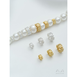 Ala-0209-高保色高品質-- 14K包金保色桃花隔珠圈梅花環diy手工串珠手鍊項鍊飾品配飾材料