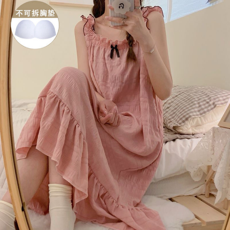吊帶睡衣裙女夏季無袖網紅風純欲風睡裙甜美 NUGR