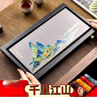 【免運】茶盤 茶具 茶具組 泡茶組 中式烏金瓷石茶盤 復古排水 功夫茶具 幹泡茶臺 家用小型 長方形 茶託盤 泡茶 茶海