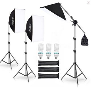 Andoer Studio 攝影燈套件柔光箱照明套裝帶 135W LED 燈泡 * 3/ 50x70cm 柔光箱 * 3