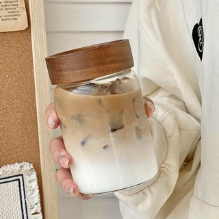 玻璃杯 咖啡杯 便攜外帶玻璃杯 帶蓋喝水飲料 個人專用密封隨行茶杯 玻璃儲物罐 帶蓋 儲物罐