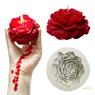 Exhila 3D花卉肥皂模具3D牡丹形環氧矽膠模具DIY蛋糕巧克力裝飾藝術工具手工皂M