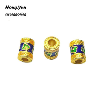 宏雲Hongyun-ls-（1pcs）- 14k包金保色滴油六字真言串珠路路通桶珠燒藍鍍金轉運手鍊diy配件