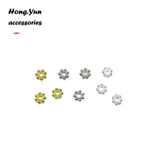 宏雲Hongyun-ls-（100pcs）- Diy手工飾品4mm齒輪隔片雪花片花托配件手鍊項鏈隔片串珠散珠材料