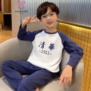 【YAOEENH】120-170CM 男女童卡通長袖長褲睡衣套裝 春秋兒童圓領寬鬆家居服 現貨 快速出貨