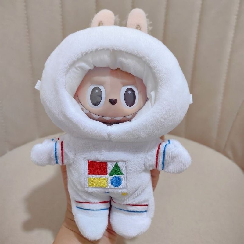labubu wear/17cm拉布布衣服太空人面罩太空服搪膠吊飾娃娃衣服著替labubu LABUBU