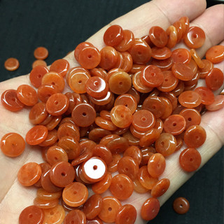 宏雲Hongyun-jf-(5pcs)- 緬甸翡翠A玉石邊角料燒紅翡9mm 玉扣工藝編織DIY飾品搭配散件批發