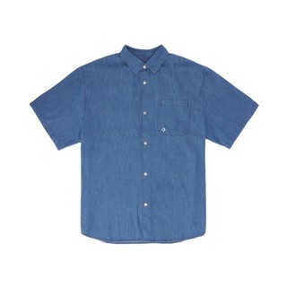CONVERSE COOL MAX DENIM SHIRT DENIM BLUE 短袖襯衫 男 藍-MCH628-UHA