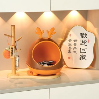 小鹿玄關鑰匙收納盒 擺件 入戶門口鞋櫃客廳家居裝飾品喬遷新居禮物 玄關鑰匙收納盒