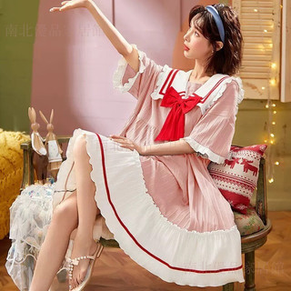 【高品質】女士居家服可愛居家服睡衣睡裙女 夏季純棉親膚舒適高檔薄款學生短袖夏天長款過膝睡裙居家服伴娘長裙ning805