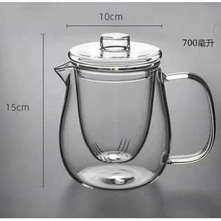 <茶壺內膽> 現貨 加厚大企鵝玻璃壺 帶蓋三件杯 透明過濾水壺 花茶壺 功夫茶具