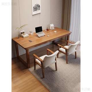 電腦桌 辦公桌 臥室桌子 桌子 書桌 學習桌 實木臺式電腦桌 臥室家用雙人學習桌 寫字桌簡約長條桌辦公桌工作臺