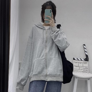 【可可李】大學t帽t拉鍊衛衣 女學生韓版新款 寬鬆百搭ins鹽系連帽 上衣開杉外套 薄款