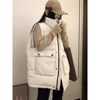 羽絨棉馬甲女棉服中長款秋冬季新款韓版寬鬆加厚背心外穿馬夾外套