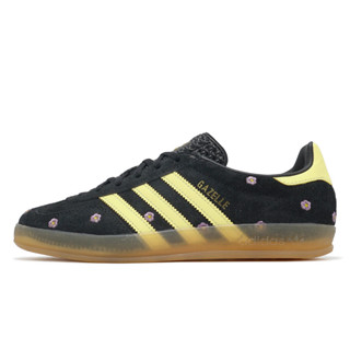 adidas 休閒鞋 Gazelle Indoor W 女鞋 黑 黃 小花 膠底 愛迪達 德訓鞋 ACS IF4490