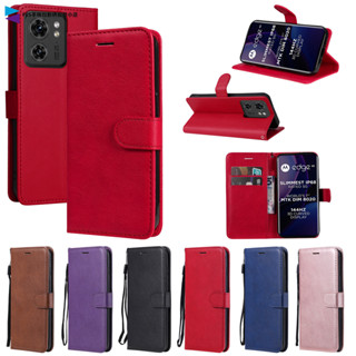 簡約純色小牛紋翻蓋手機皮套 Moto Edge40 Edge50Pro 50Fusion G34 防摔手機殼 插卡皮套
