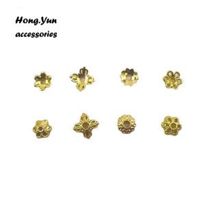 宏雲Hongyun-ls-（1pcs）- 14k包金保色6mm花托隔片 鏤空花瓣diy手鍊品配件隔珠串珠花帽材料