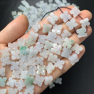 宏雲Hongyun-jf-(5pcs)- 天然翡翠玉石四葉草散珠散件DIY手鍊項鍊手工DIY配件配珠批發