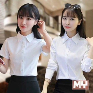 白襯衫女春秋長袖新款學生韓版修身百搭職業大碼工作服顯瘦打底衫 洋氣別致小衫 夏季襯衫 女生襯衫