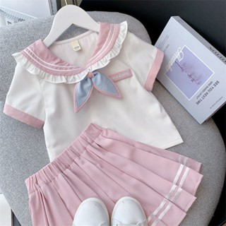 🌼 女童洋裝🌸兒童水手服 幼兒百褶裙童裝 夏季兒童學院風裙子 JK制服套裝 中大童韓版兩件套褲裙 表演服連衣裙