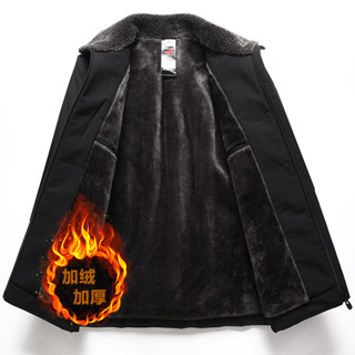 男士中老年夾克外套韓版素色百搭加厚刷毛棉服外套保暖派克服棉衣商務休閒中老年爸爸裝行政外套棉襖男上衣現貨