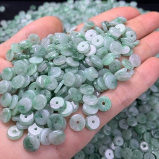 GF1009- 緬甸翡翠A貨天然玉扣手工材料編織手鍊平安扣隔片算盤珠隔珠散珠