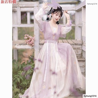 【桃園出貨】國風漢服墨染原創唐褙子漢服女成年人圓領短衫半袖齊腰夏天輕薄日常套裝角色扮演中國風cosplay裝扮服