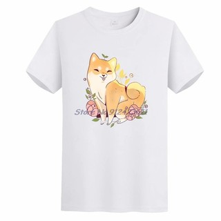 Shiba Inu 圖形 t 恤短款可愛 oversize t 恤袖子 t 恤夏季原宿街頭服飾 O 領 T 恤男裝