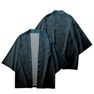日式和服街頭服飾兒童羽織衣服 復古漸變幾何印花小外套沙灘浴袍 角色扮演