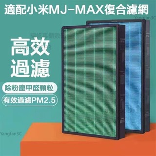 副廠 小米濾芯 適配小米 米家 MAX空氣清淨機 空氣淨化器 HEPA活性碳濾網心組-過濾網濾芯-兩片