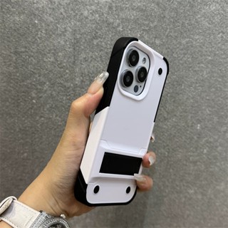 【摩托車風/隱形支架/加厚對比設計/TPU+PC/防摔】相容iPhone 16 15 14 Pro Max case