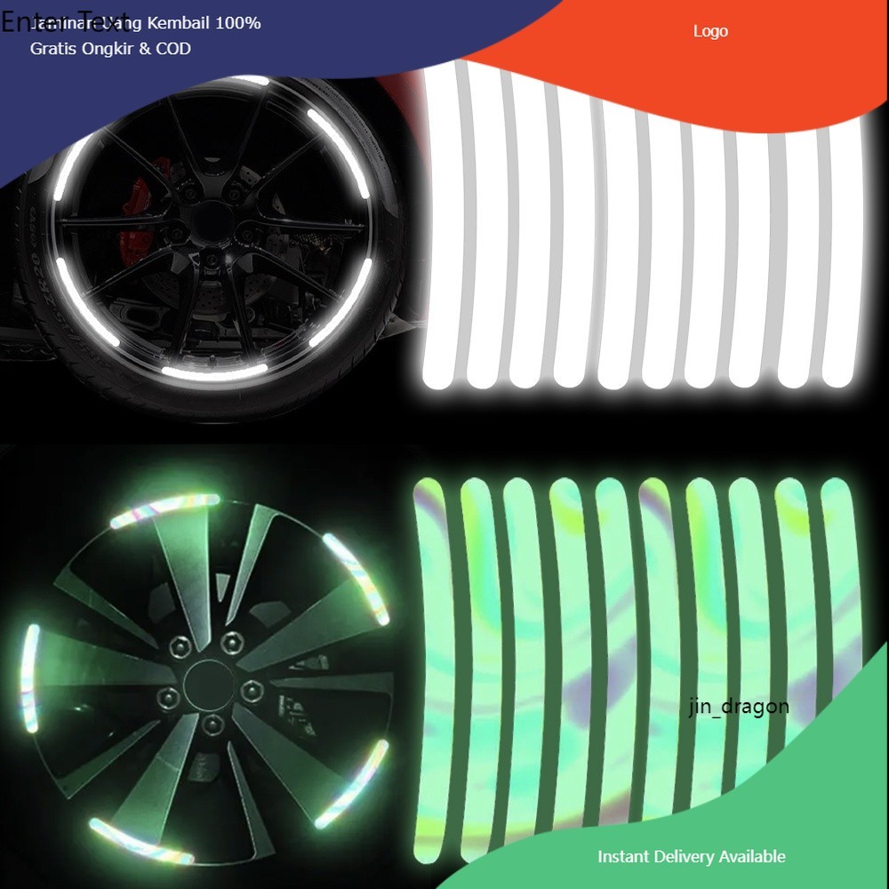 蘑菇頭小店 下殺價-輪胎反光貼汽車機車電動車自行車輪框反光貼紙鑽石反光發光條機車鋁圈反光防刮條 mt15 r3 mk4
