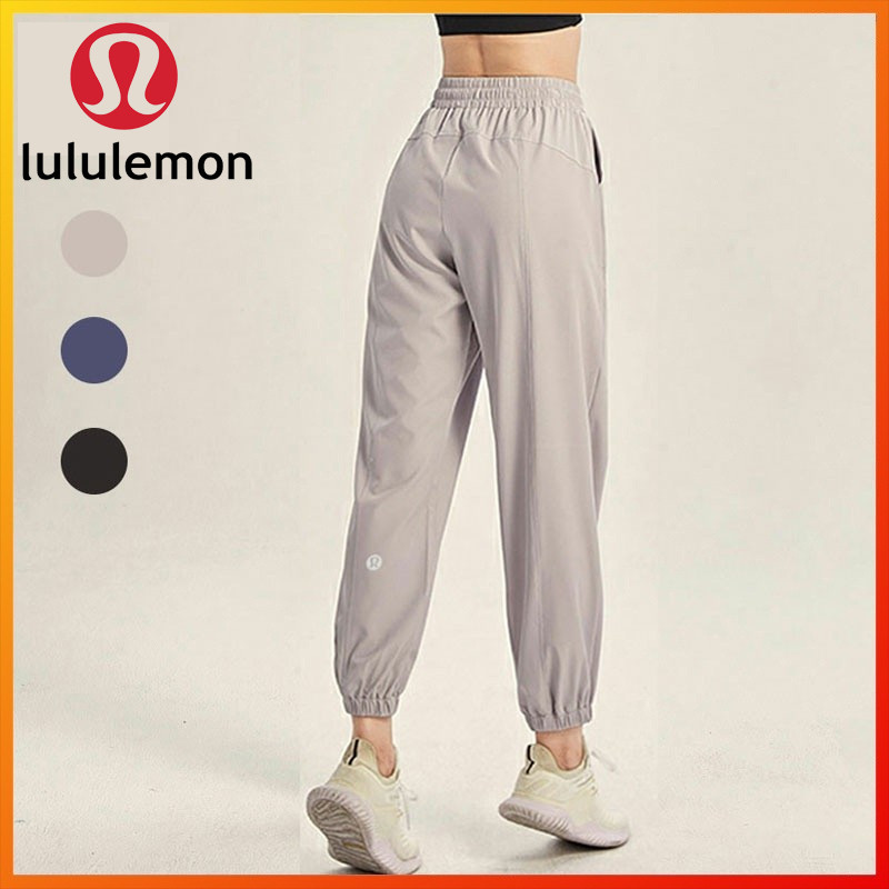 Lululemon新款女式運動褲寬鬆抽繩速乾褲跑步透氣健身褲
