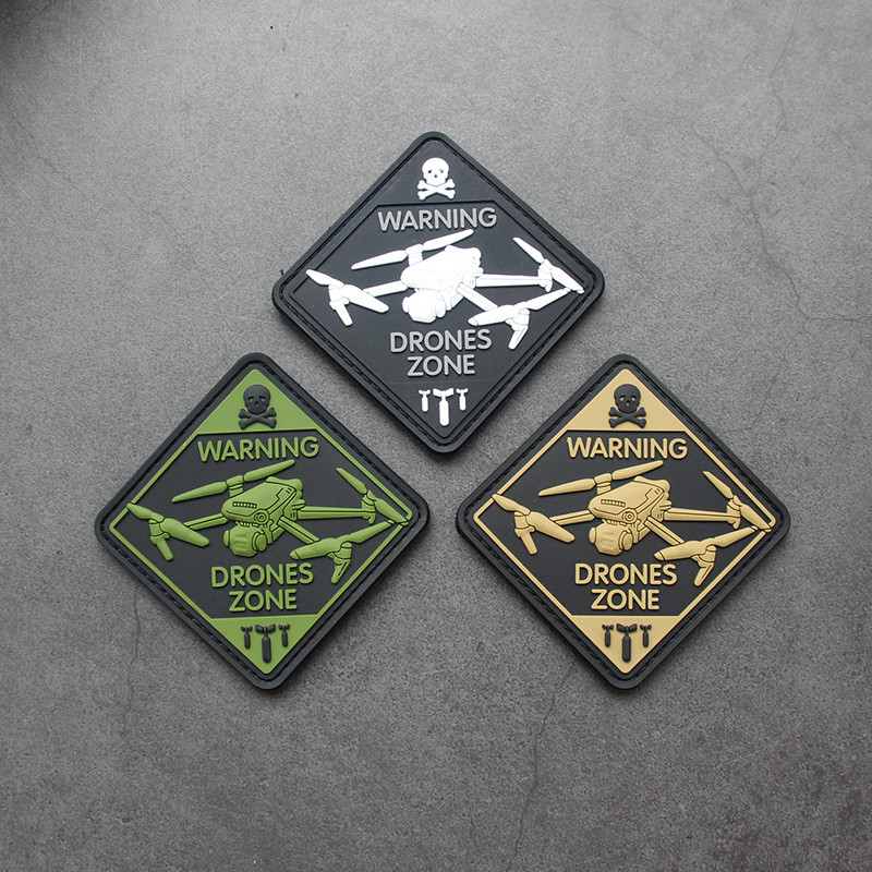 【定制】NY 警告無人機警告 PVC 術士氣封 DRONES ZONE3D Velcro Patch /徽章/臂章/徽章