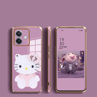 手機外殼適用於 OPPO A3x Reno12F OPPOA3X 5G 手機殼帶可愛粉色 KT 貓鏡盒女孩後蓋