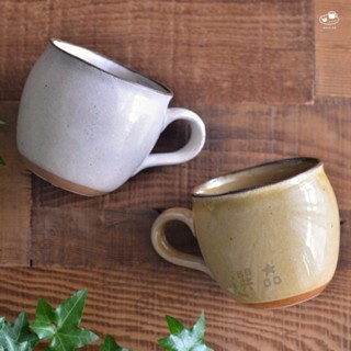 【emono選品】d.d.s. Japan 丸形貫入馬克杯 灰白色 黃色 陶器 日本美濃燒